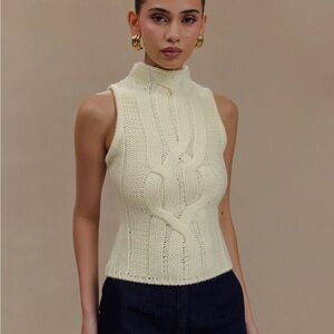 Elegant Cream Sleeveless Sweater